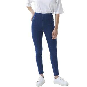 Soft Surroundings Pull-On Denim Elastic Waist Band Stretch Slim Leg Jeans Small